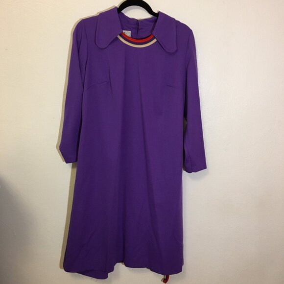 Vintage 60s Dog Ear Beagle Collar Dress with Belt Mod Shift Volup Plus Size (IB) - Picture 14 of 15